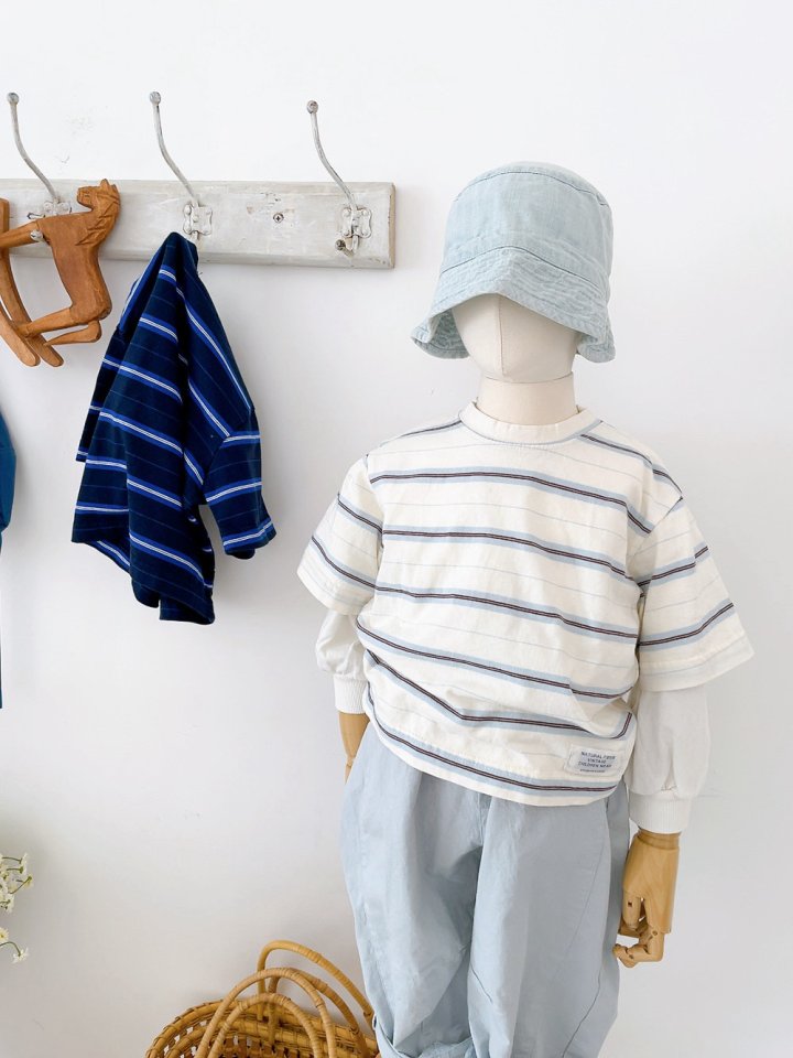 Studio M - Korean Children Fashion - #littlefashionista - Ray Short Sleeve Stripe Tee - 4
