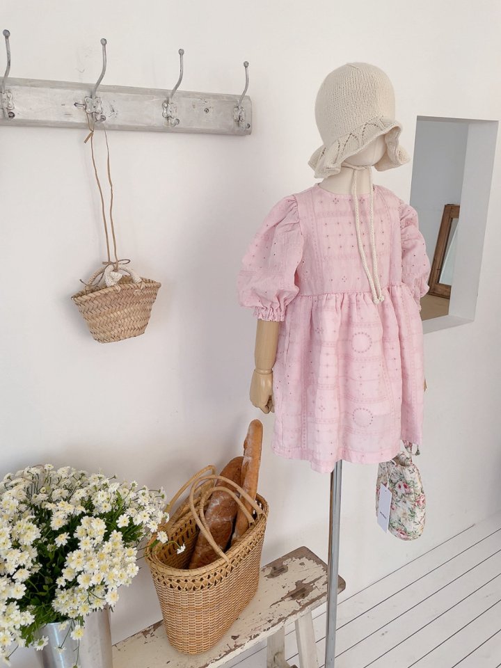 Studio M - Korean Children Fashion - #minifashionista - Angela Embroidered Shirring One-piece - 3