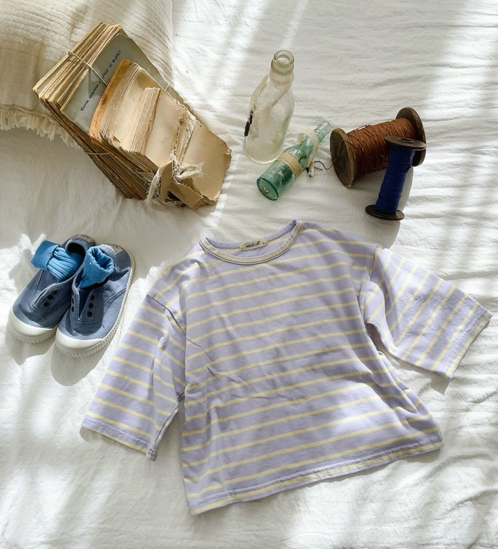Studio M - Korean Children Fashion - #minifashionista - Urban Stripe Boxy Tee - 6
