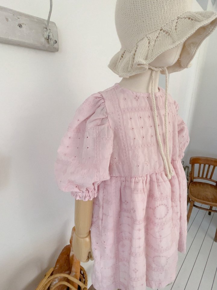 Studio M - Korean Children Fashion - #minifashionista - Angela Embroidered Shirring One-piece - 4