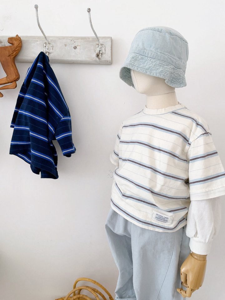 Studio M - Korean Children Fashion - #prettylittlegirls - Ray Short Sleeve Stripe Tee - 6