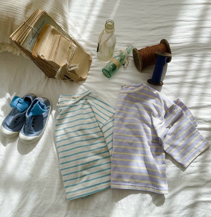 Studio M - Korean Children Fashion - #stylishchildhood - Urban Stripe Boxy Tee - 10