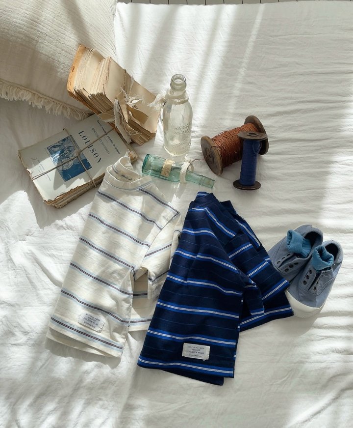 Studio M - Korean Children Fashion - #stylishchildhood - Ray Short Sleeve Stripe Tee - 9