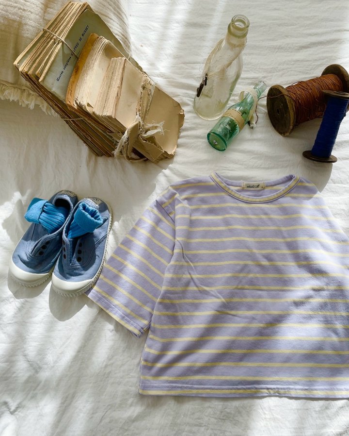 Studio M - Korean Children Fashion - #todddlerfashion - Urban Stripe Boxy Tee - 8
