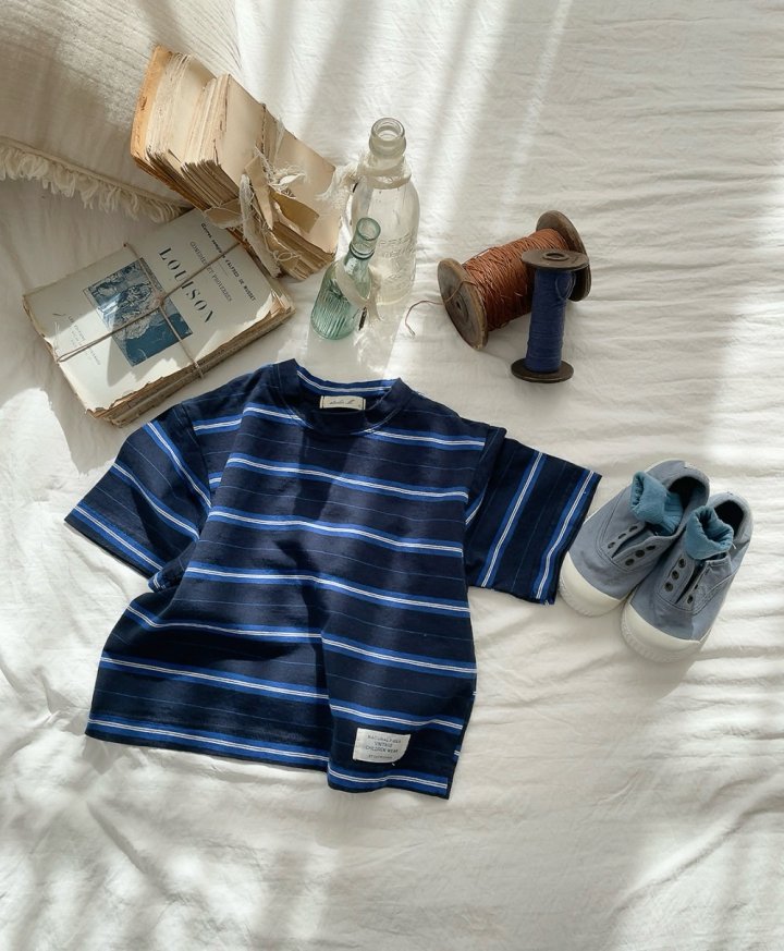 Studio M - Korean Children Fashion - #toddlerclothing - Ray Short Sleeve Stripe Tee - 8