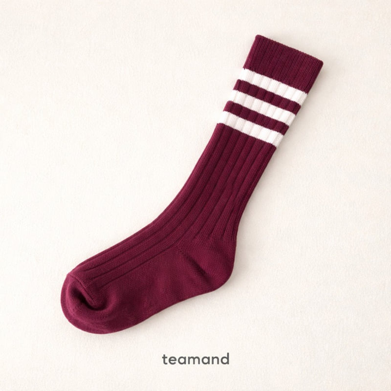 Teamand - Korean Children Fashion - #kidzfashiontrend - Triple Stripe Rib Knee Socks - 4
