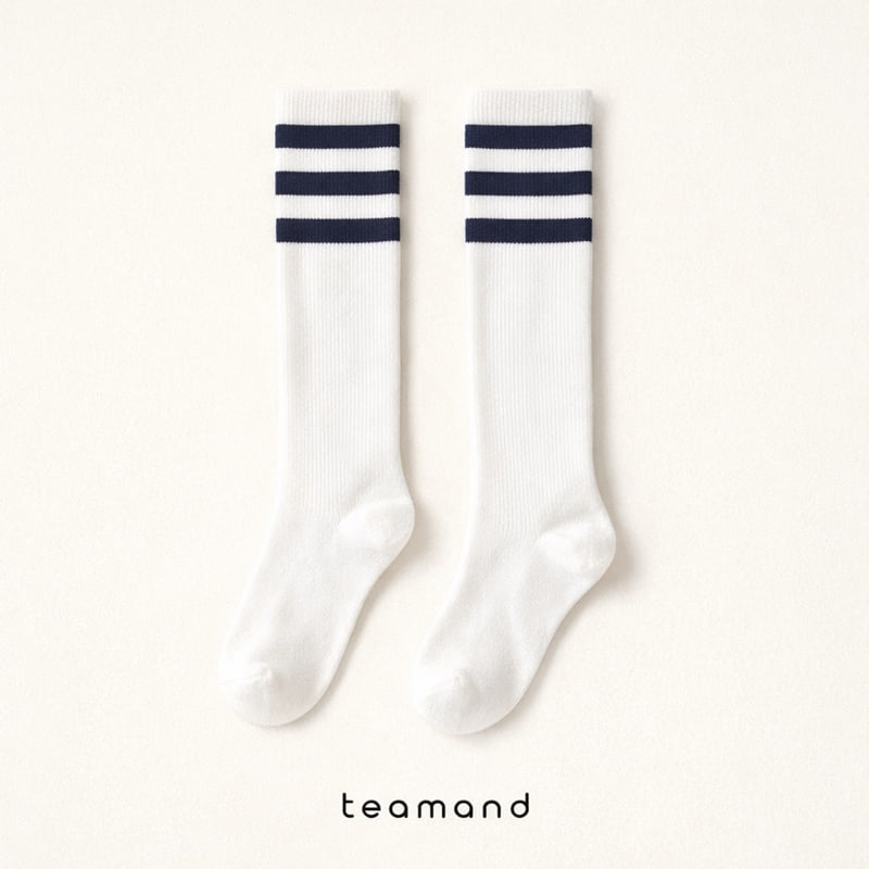 Teamand - Korean Children Fashion - #prettylittlegirls - Triple Stripe Knee Socks - 4