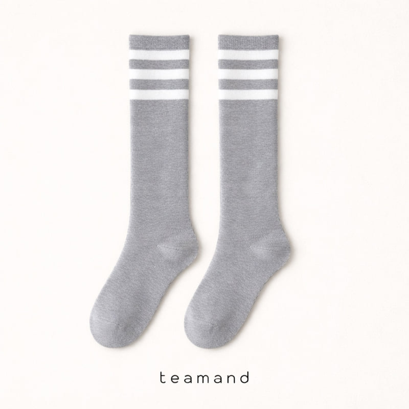 Teamand - Korean Children Fashion - #childofig - Triple Stripe Knee Socks - 5