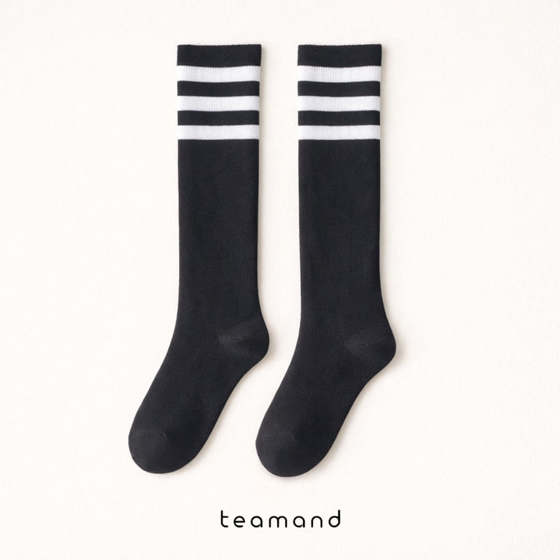 Teamand - Korean Children Fashion - #childrensboutique - Triple Stripe Knee Socks - 6