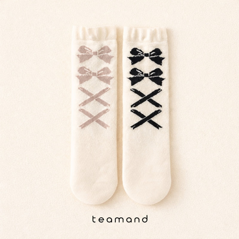Teamand - Korean Children Fashion - #designkidswear - Ballet Ribbon Knee Socks Set - 2