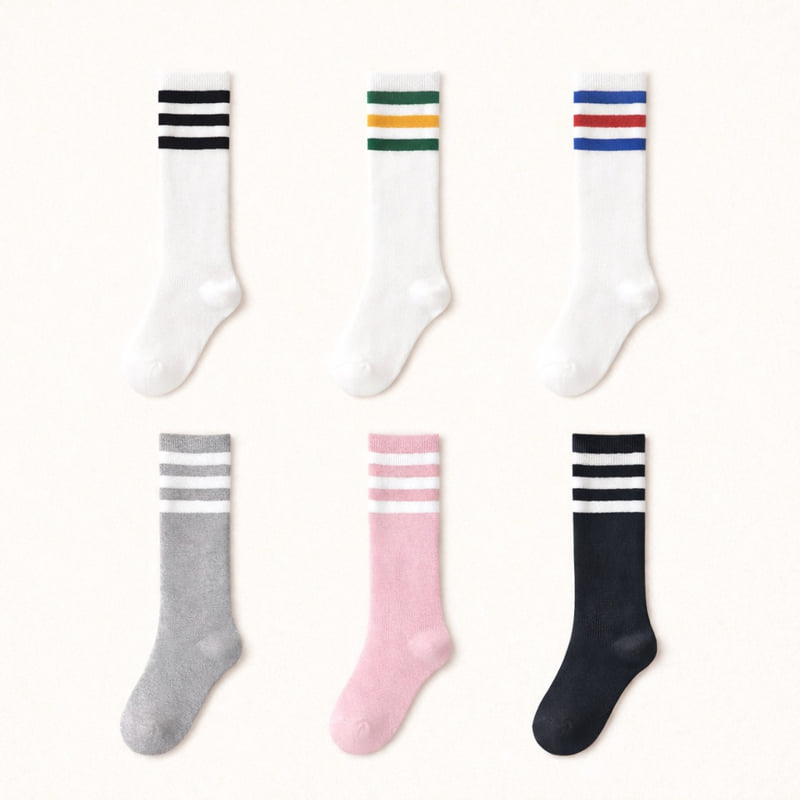 Teamand - Korean Children Fashion - #discoveringself - Triple Stripe Knee Socks - 8