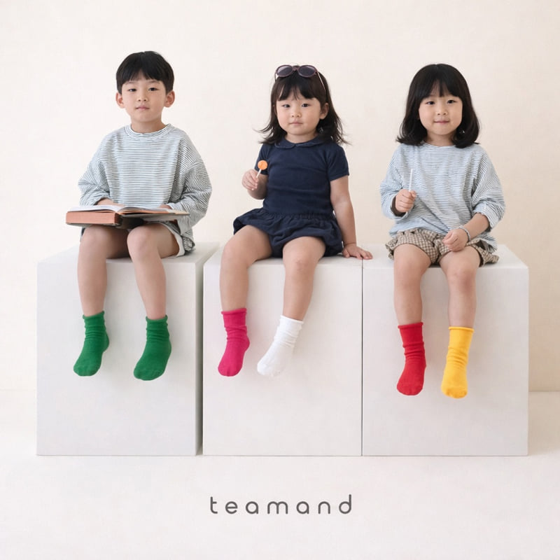 Teamand - Korean Children Fashion - #littlefashionista - Plain Roll-Edge Set