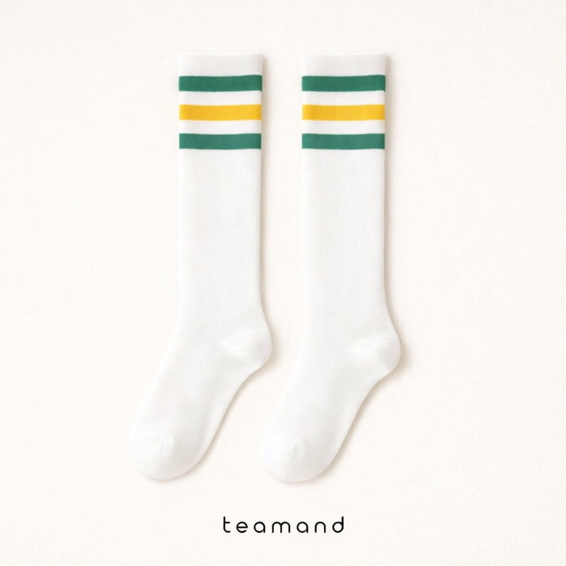 Teamand - Korean Children Fashion - #minifashionista - Triple Stripe Knee Socks - 2