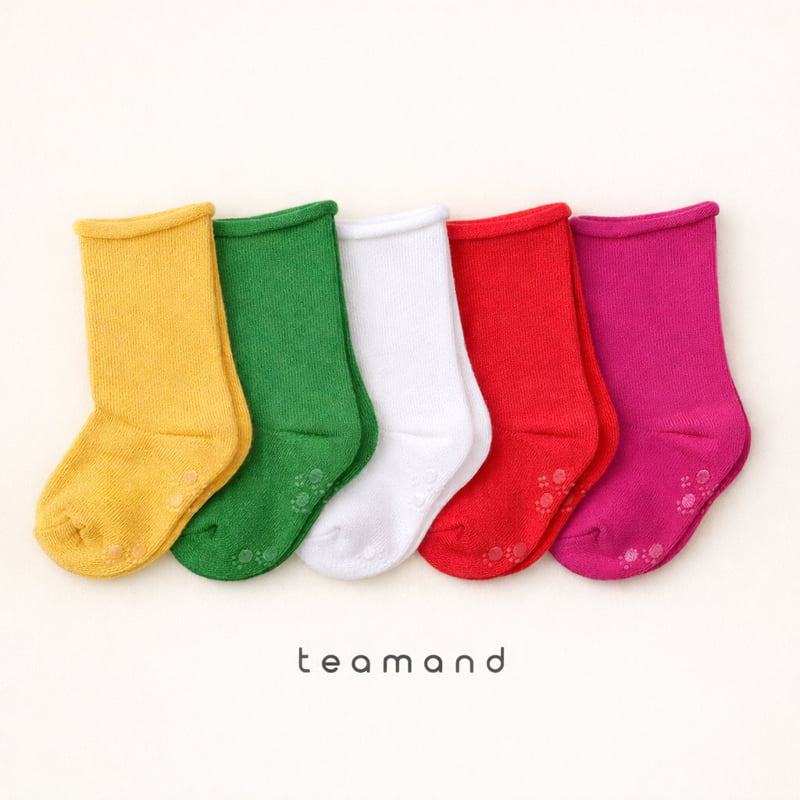 Teamand - Korean Children Fashion - #minifashionista - Plain Roll-Edge Set - 4