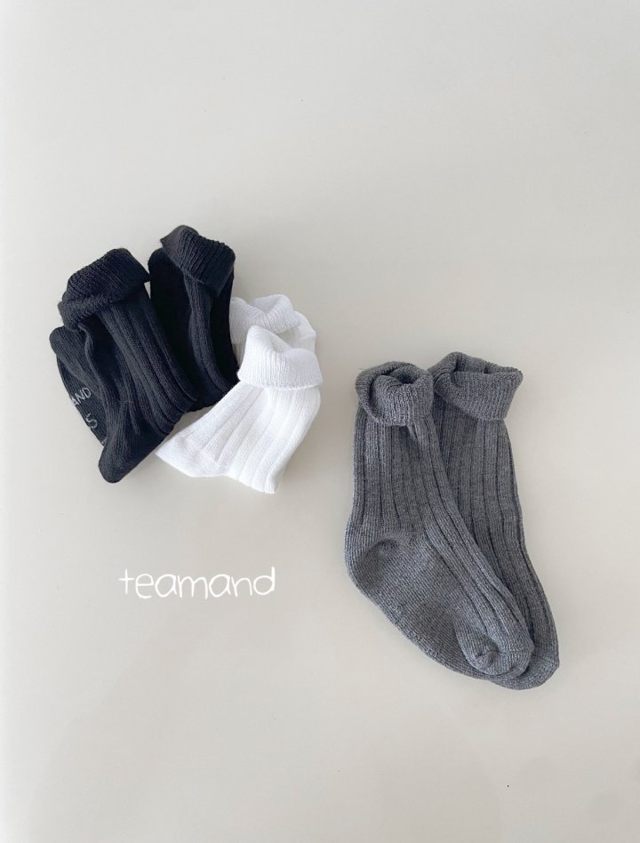 Teamand - Korean Women Fashion - #momslook - Ribbed Socks Plain Set (with Mom) - 3