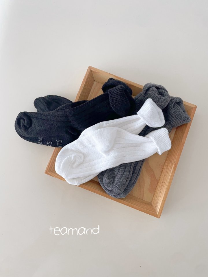 Teamand - Korean Women Fashion - #momslook - Ribbed Socks Plain Set (with Mom) - 5