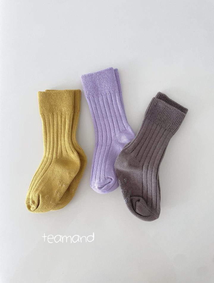 Teamand - Korean Women Fashion - #romanticstyle - Ribbed Socks Mocha Set (with Mom) - 2