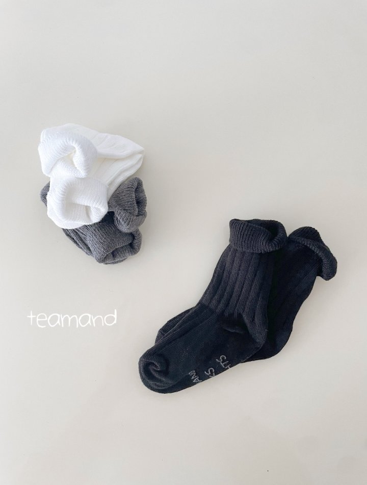 Teamand - Korean Women Fashion - #womensfashion - Ribbed Socks Plain Set (with Mom) - 2