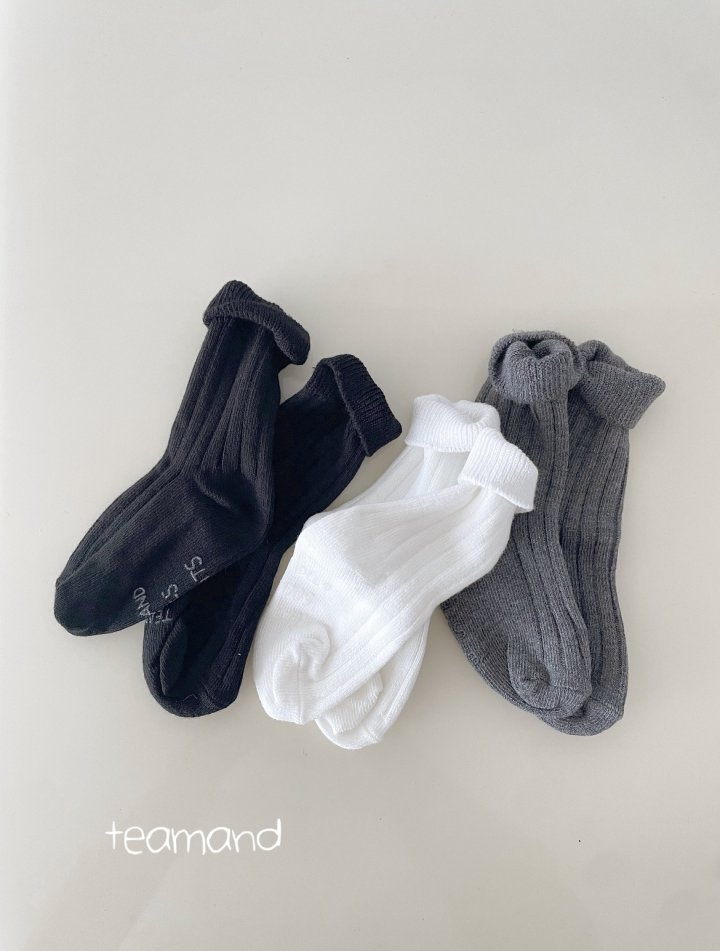 Teamand - Korean Women Fashion - #momslook - Ribbed Socks Plain Set (with Mom) - 4