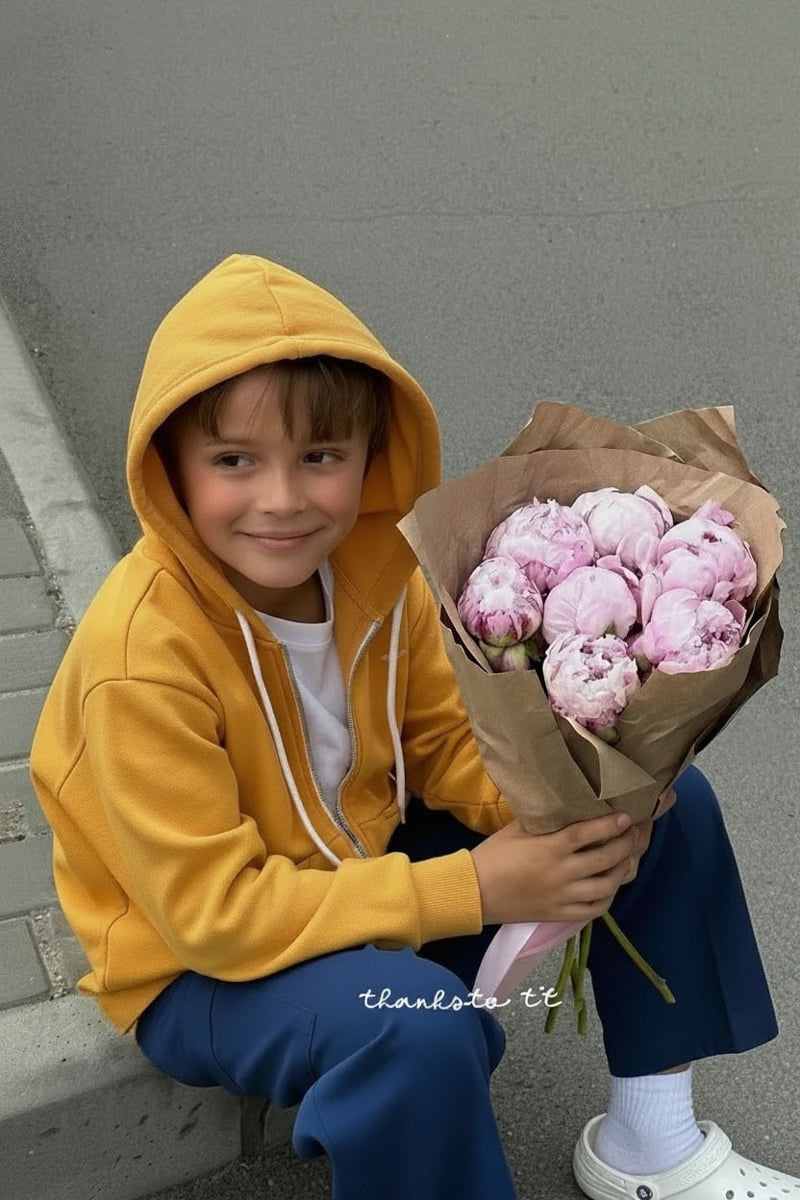 Thanksto TT - Korean Children Fashion - #discoveringself - Blossom Hood Zip-Up - 10