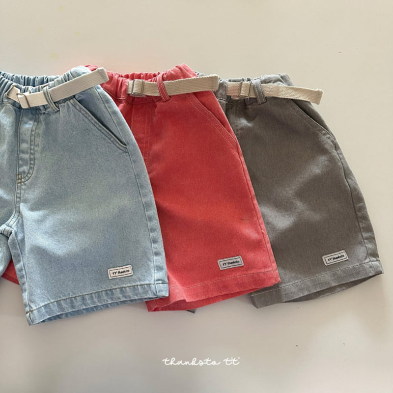Thanksto TT - Korean Children Fashion - #kidsshorts - Belt Pigment Pants - 3