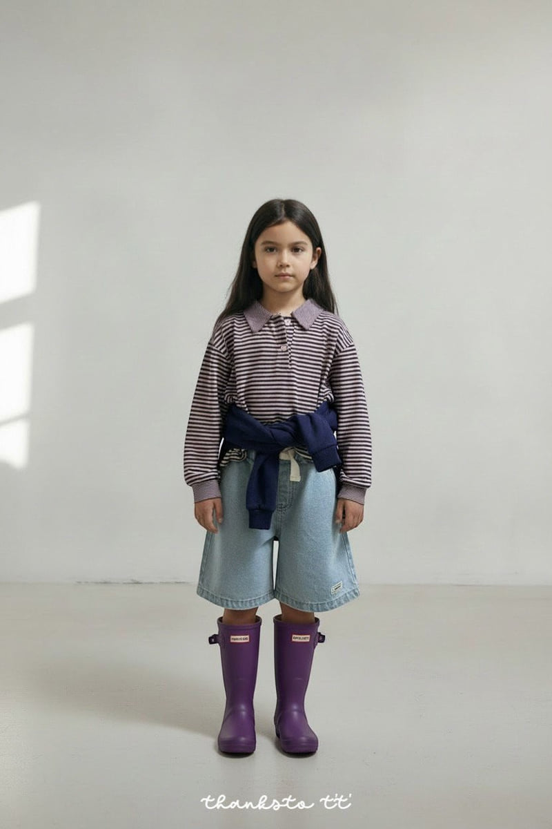 Thanksto TT - Korean Children Fashion - #kidsshorts - Sand Collar Tee - 9
