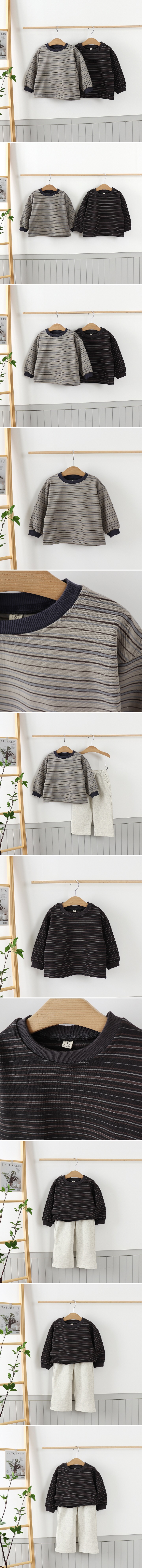 Tony - Korean Children Fashion - #discoveringself - Two-Tone Stripe Sweatshirt