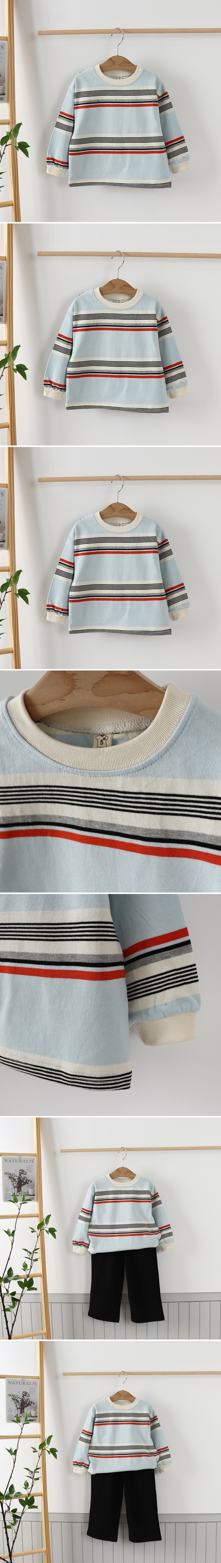 Tony - Korean Children Fashion - #stylishchildhood - Blue Stripe Sweatshirt