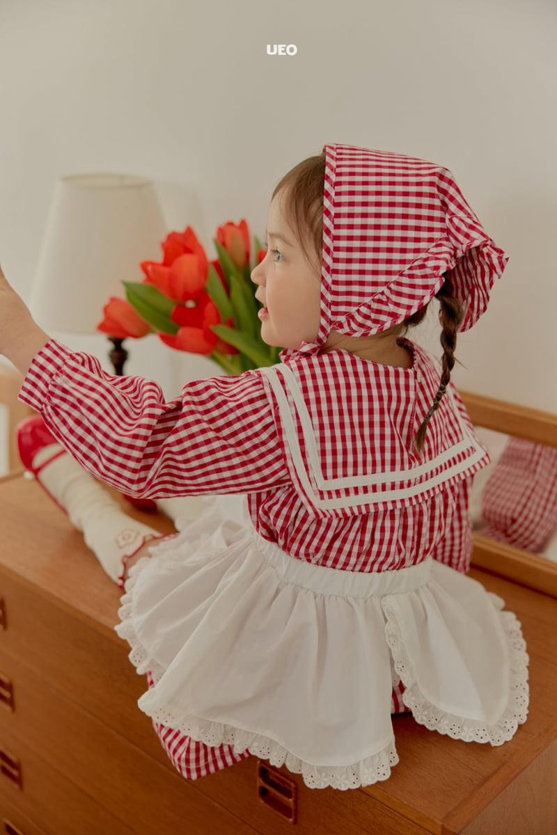 U Eo - Korean Children Fashion - #kidzfashiontrend - Berry Check One-piece - 4