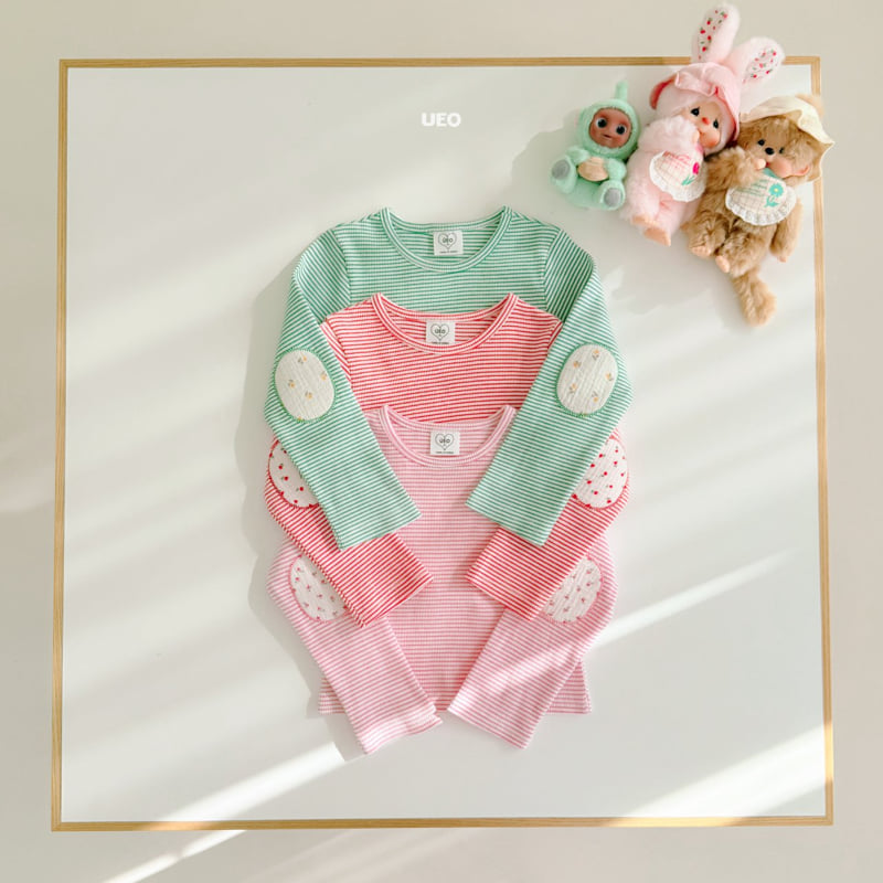 U Eo - Korean Children Fashion - #discoveringself - Flower Bun Stripe Tee