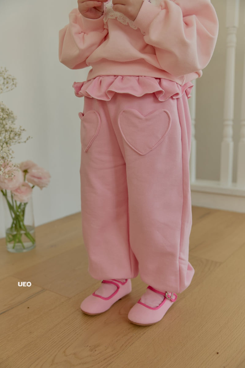 U Eo - Korean Children Fashion - #fashionkids - Heart Frill Jogger Pants - 8