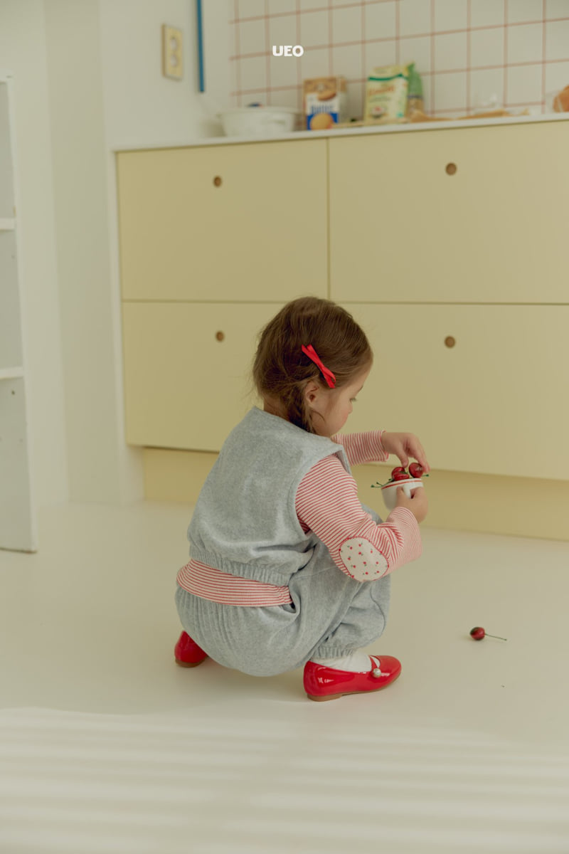 U Eo - Korean Children Fashion - #kidsshorts - Flower Bun Stripe Tee - 4