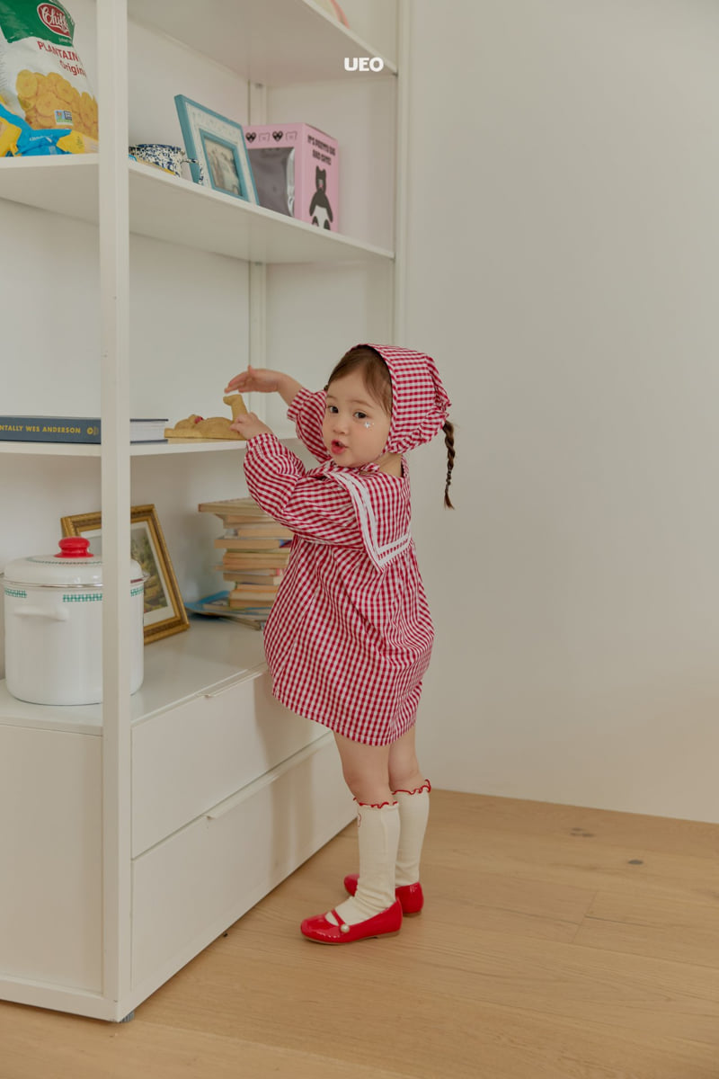 U Eo - Korean Children Fashion - #todddlerfashion - Berry Check One-piece - 9
