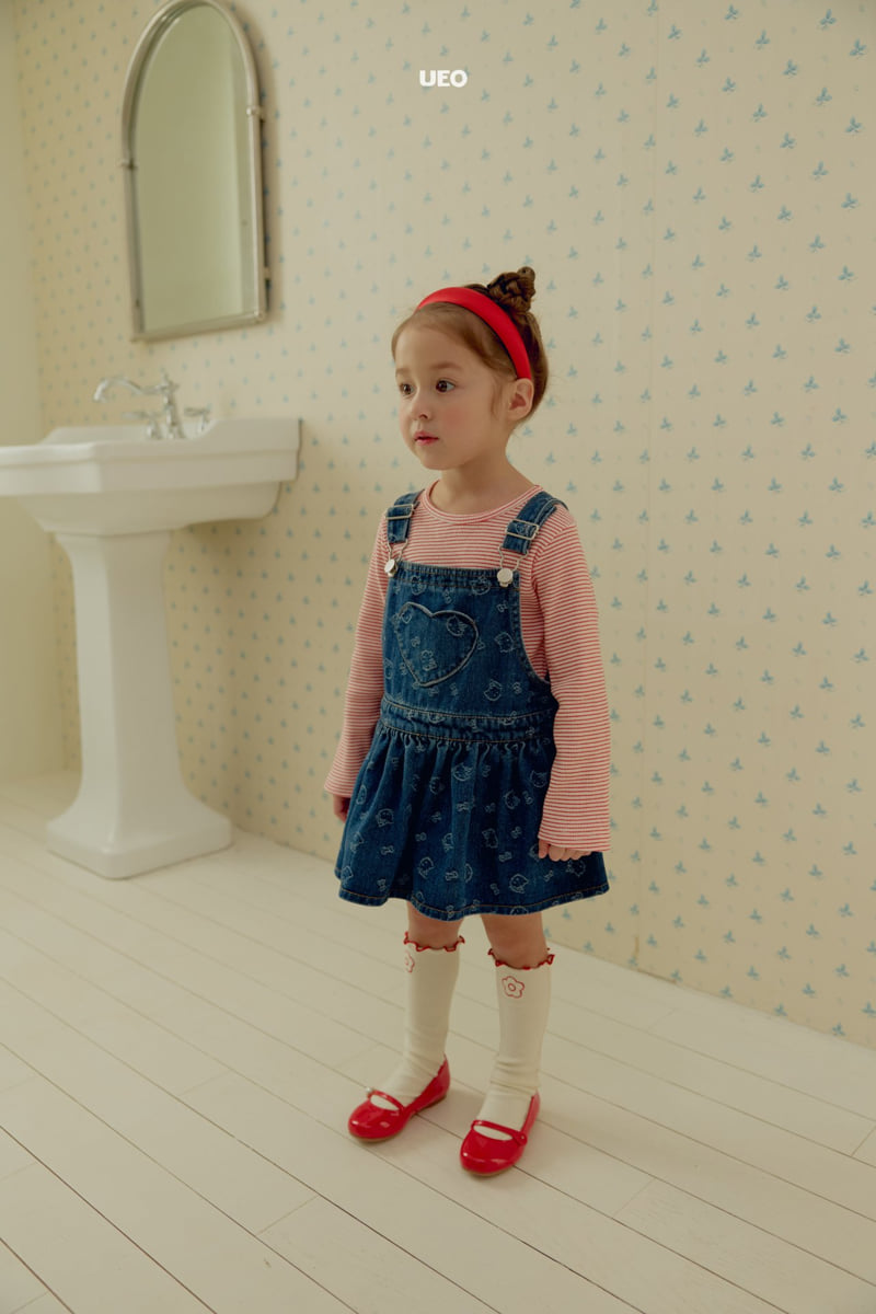 U Eo - Korean Children Fashion - #toddlerclothing - Cheese Suspender Skirt - 12