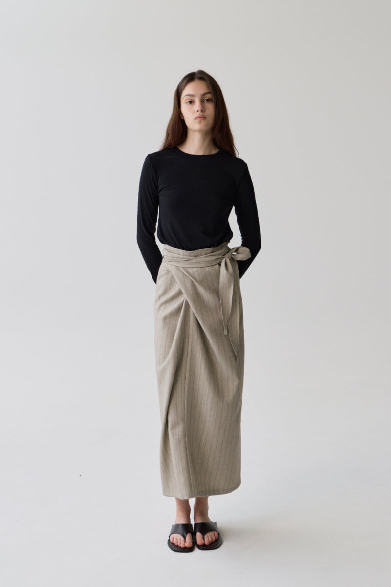 Understanding - Korean Women Fashion - #momslook - Stripe Wrap Skirt - 3