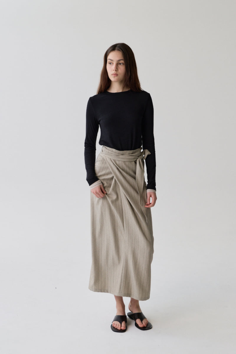 Understanding - Korean Women Fashion - #momslook - Stripe Wrap Skirt - 4