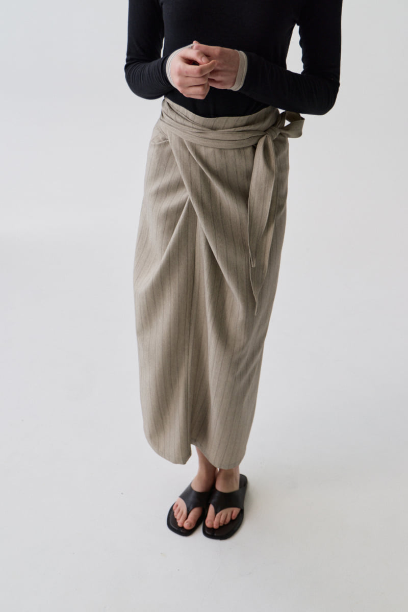 Understanding - Korean Women Fashion - #momslook - Stripe Wrap Skirt - 5
