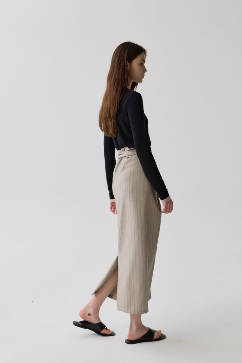 Understanding - Korean Women Fashion - #vintageinspired - Stripe Wrap Skirt - 7