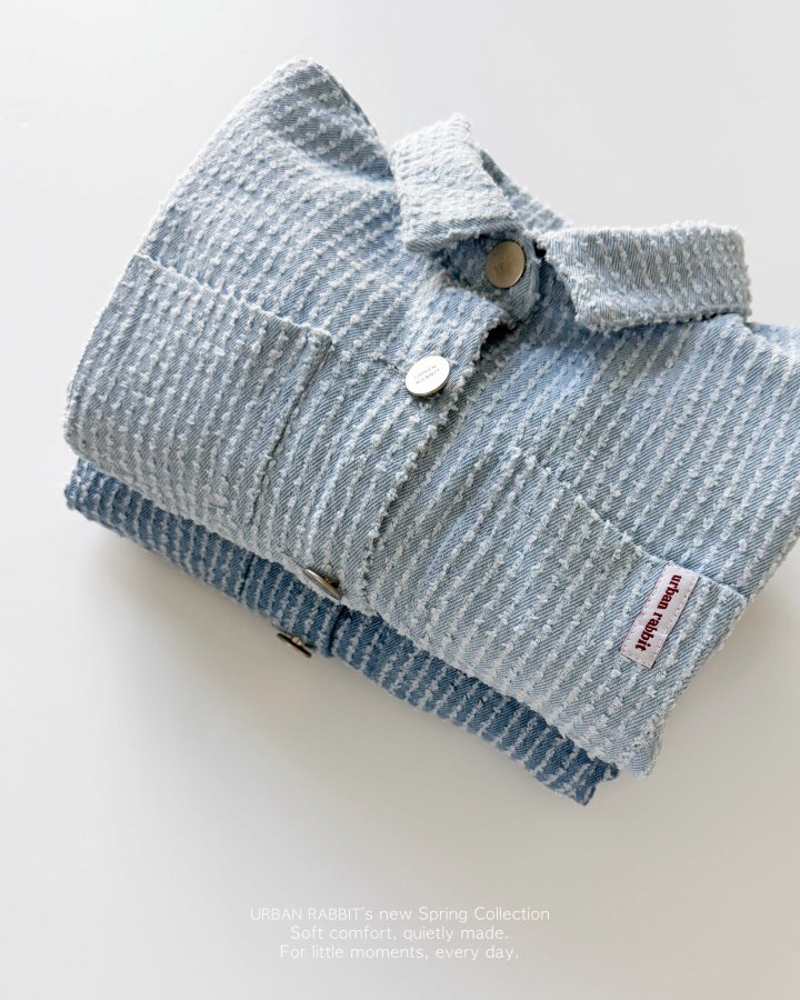 Urban Rabbit - Korean Children Fashion - #kidzfashiontrend - Texture Denim Shirt Jacket - 4