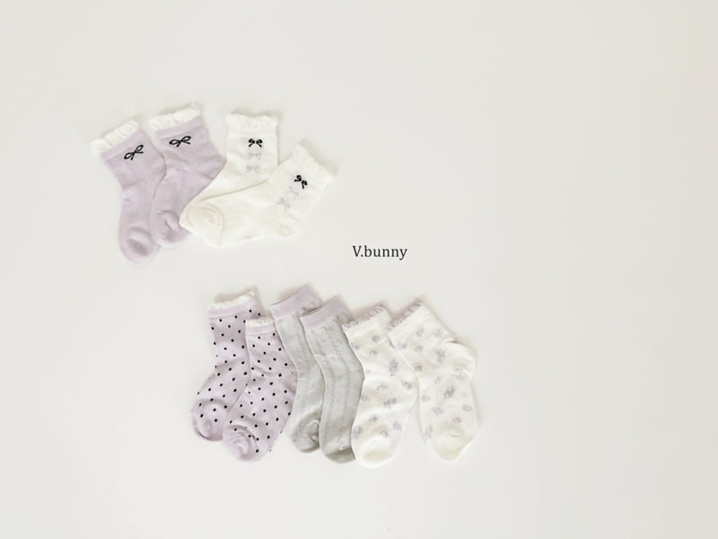 V Bunny - Korean Children Fashion - #Kfashion4kids - Mauve Socks Set - 6