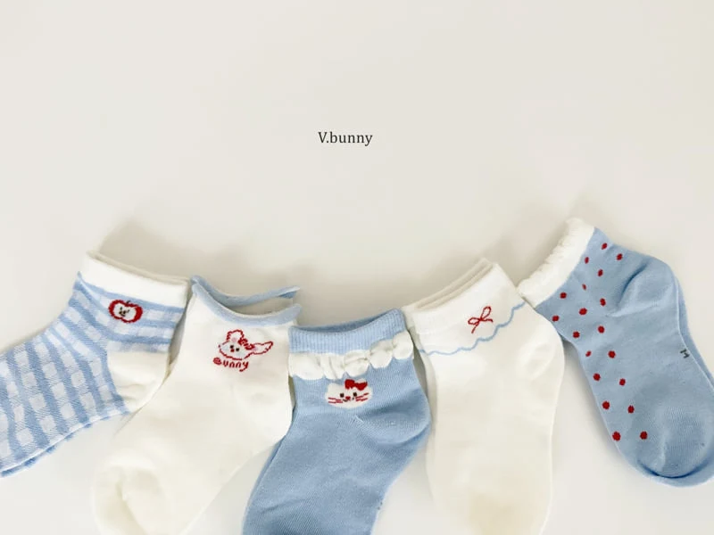 V Bunny - Korean Children Fashion - #childofig - Sunny Ribbon Socks Set - 6