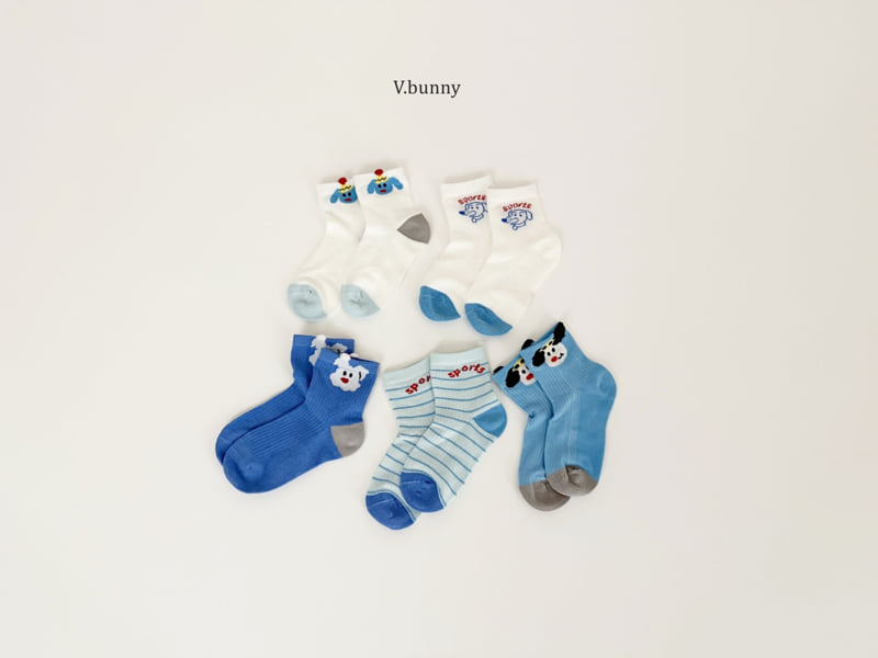 V Bunny - Korean Children Fashion - #childofig - Blues Socks Set - 5