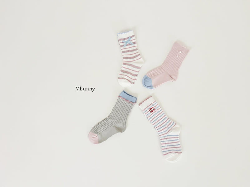 V Bunny - Korean Children Fashion - #childofig - Pink Pearl Socks Set - 2