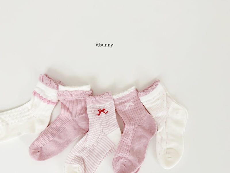 V Bunny - Korean Children Fashion - #childofig - Milk Ribbon Socks Set - 6