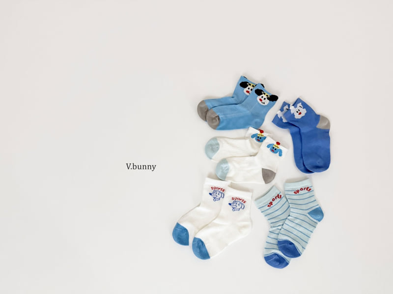 V Bunny - Korean Children Fashion - #childrensboutique - Blues Socks Set - 6