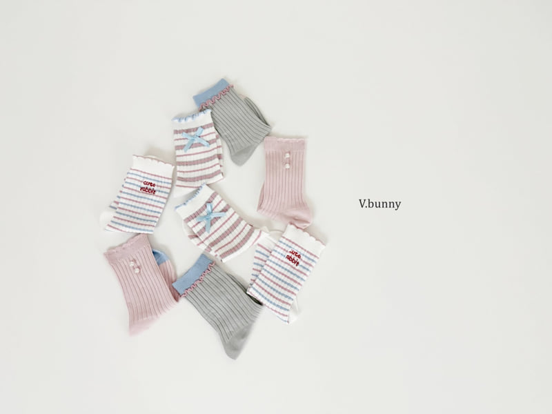 V Bunny - Korean Children Fashion - #childrensboutique - Pink Pearl Socks Set - 3