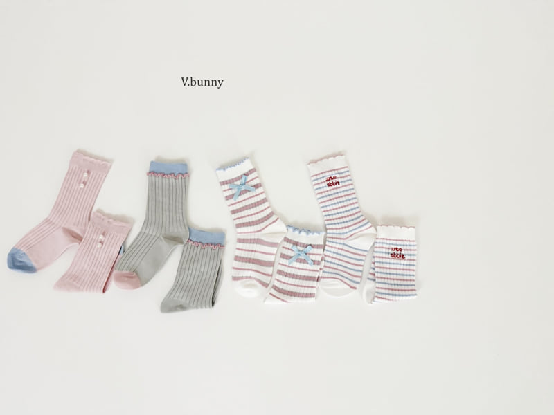 V Bunny - Korean Children Fashion - #childrensboutique - Pink Pearl Socks Set - 4