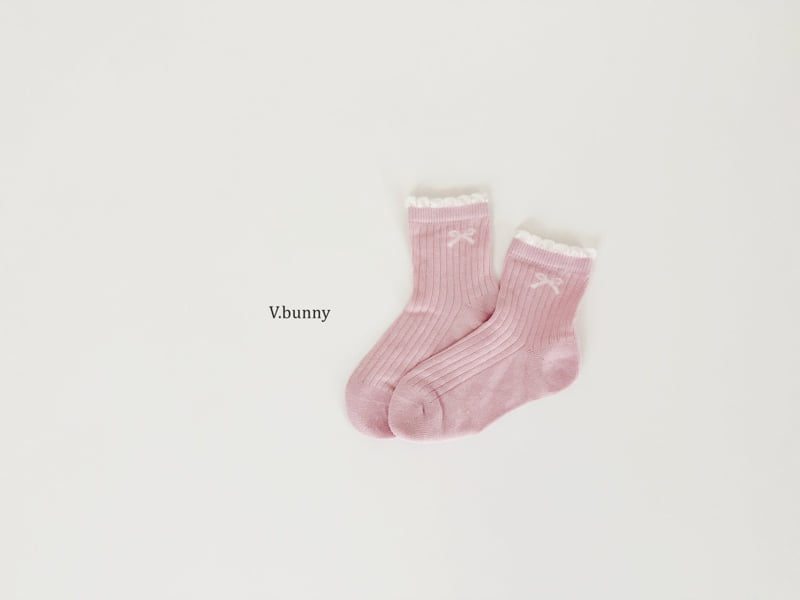 V Bunny - Korean Children Fashion - #designkidswear - Milk Ribbon Socks Set - 9