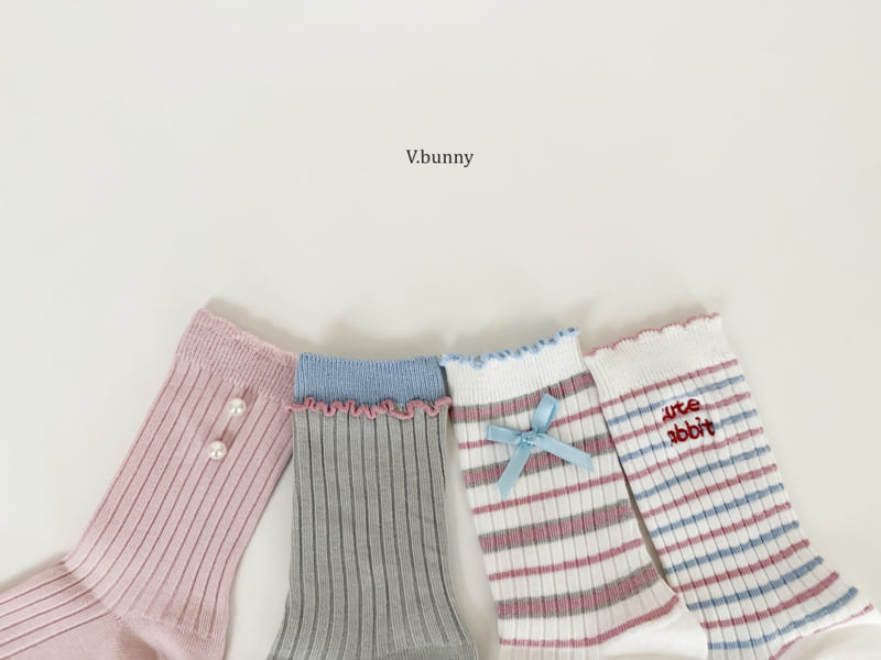 V Bunny - Korean Children Fashion - #discoveringself - Pink Pearl Socks Set - 5