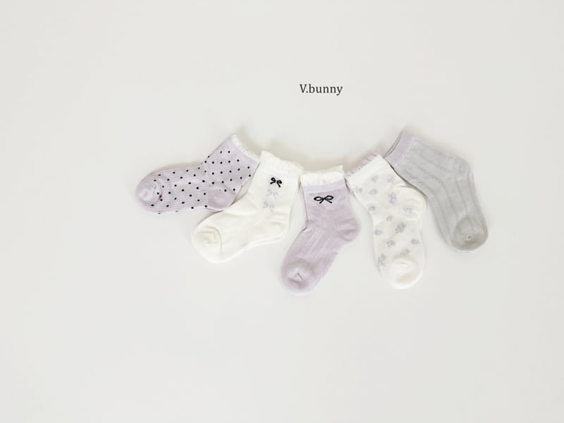 V Bunny - Korean Children Fashion - #fashionkids - Mauve Socks Set - 2